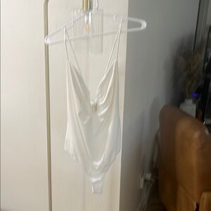 Elegant White Satin Bodysuit